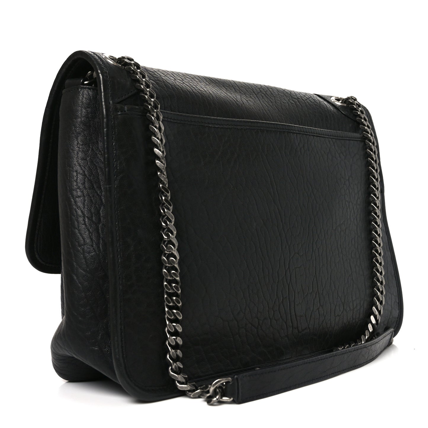 Grained Lambskin Monogram Large Niki Chain Satchel Black