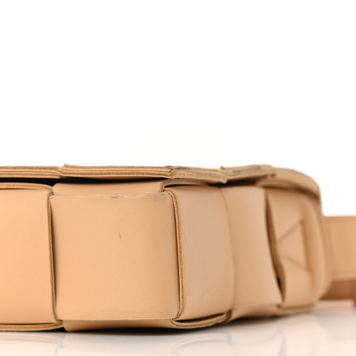 Lambskin Maxi Intrecciato Cassette Crossbody Bag Almond