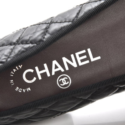 Chanel Aged Calfskin Quilted Cap Toe Ballerina Flats 39.5 Black 7 of 9