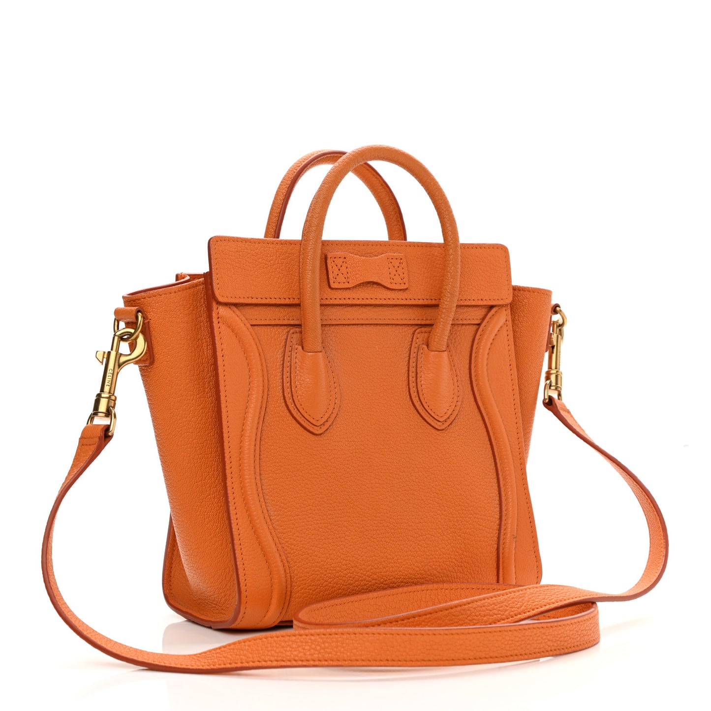 Drummed Calfskin Nano Luggage Bright Orange
