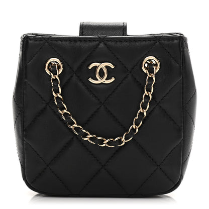 Chanel Lambskin Quilted Tiny Shopping Clutch With Chain Black 1 of 11