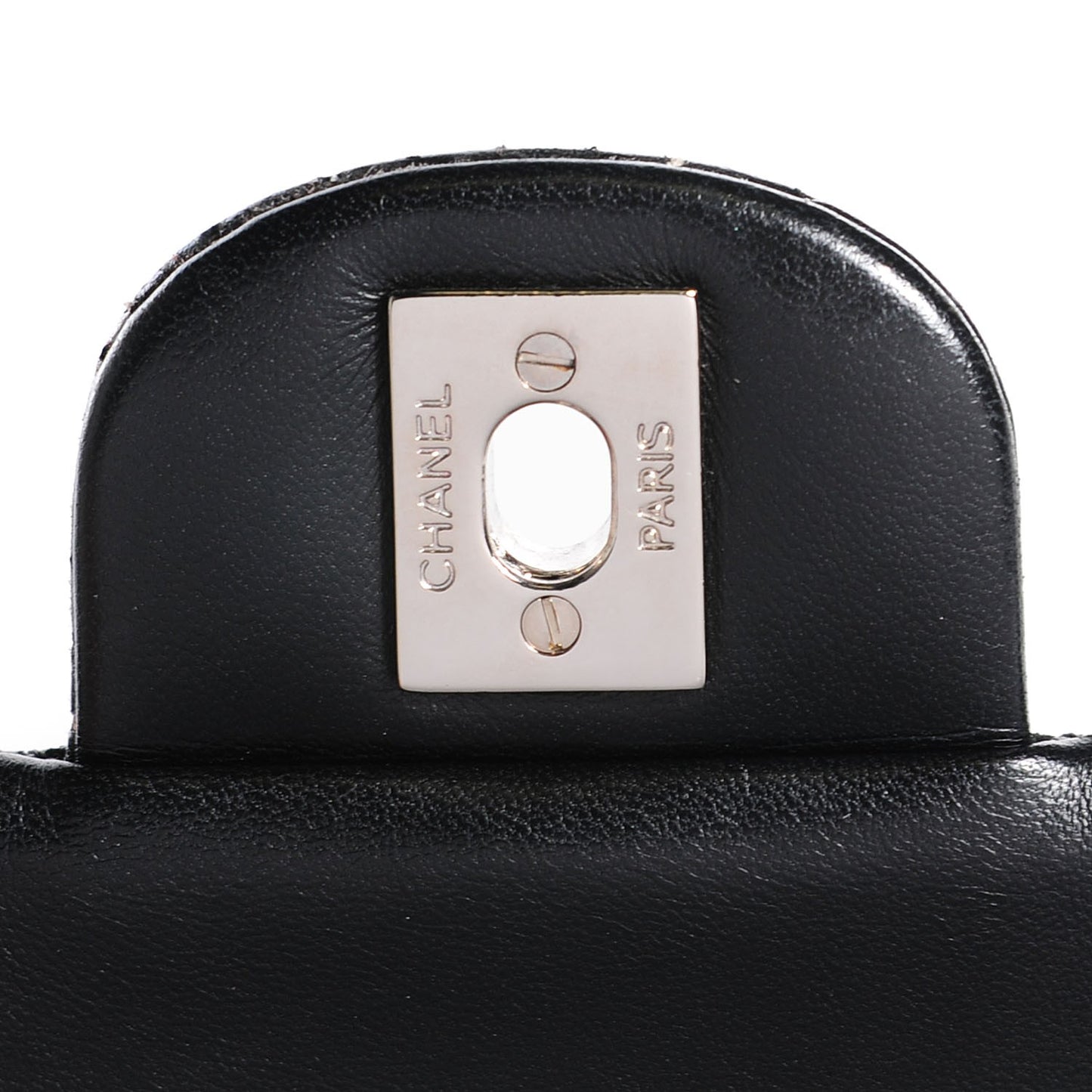 Lambskin Perforated Medium Double Flap Black