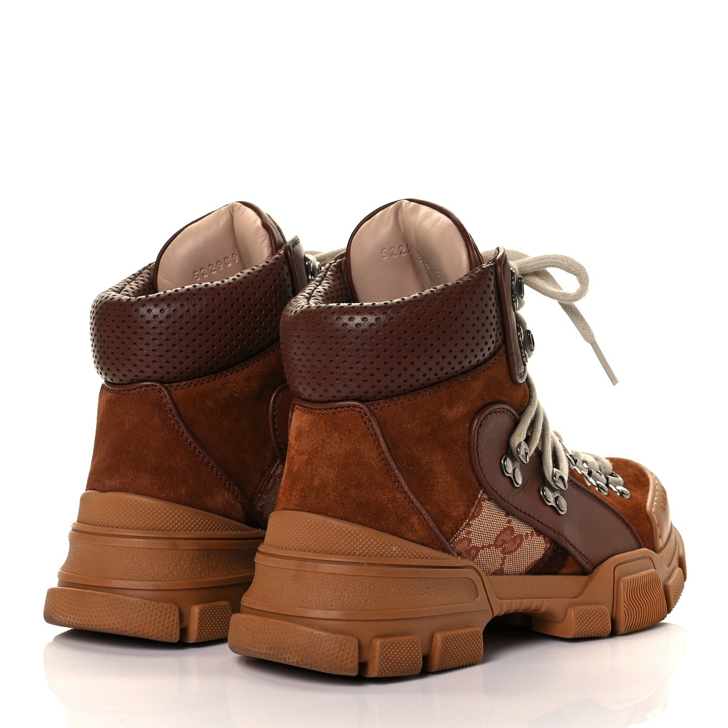 X SEGA Suede Calfskin GG Monogram Womens Flashtrek High-Top Sneakers 37.5 New Cuir Beige Ruggine