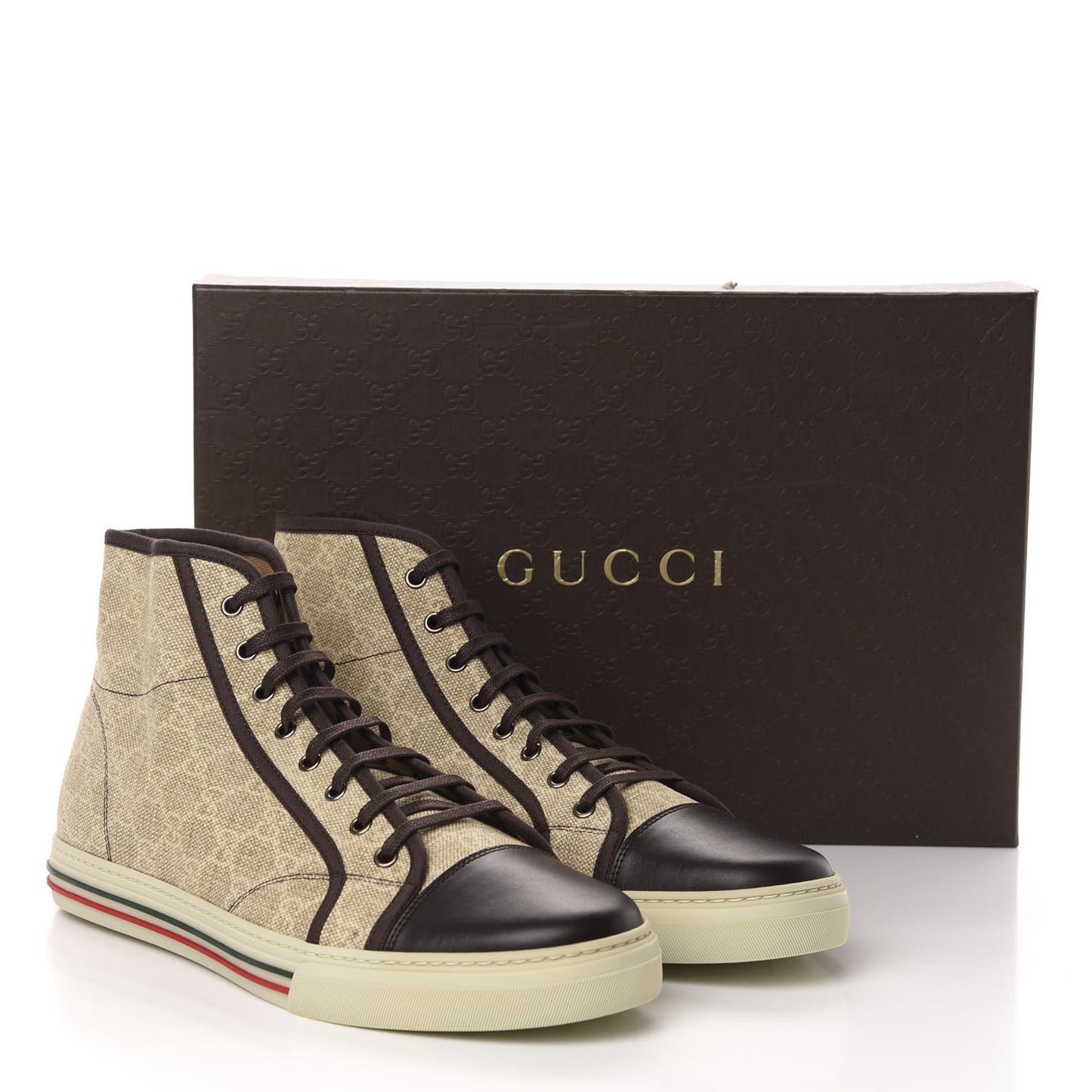 GG Supreme Monogram Mens High Top Sneakers 11.5 Brown