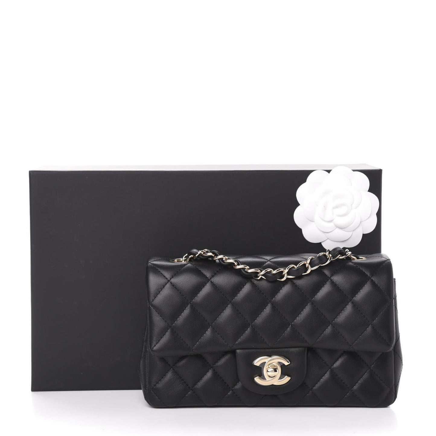 Lambskin Quilted Mini Rectangular Flap Black