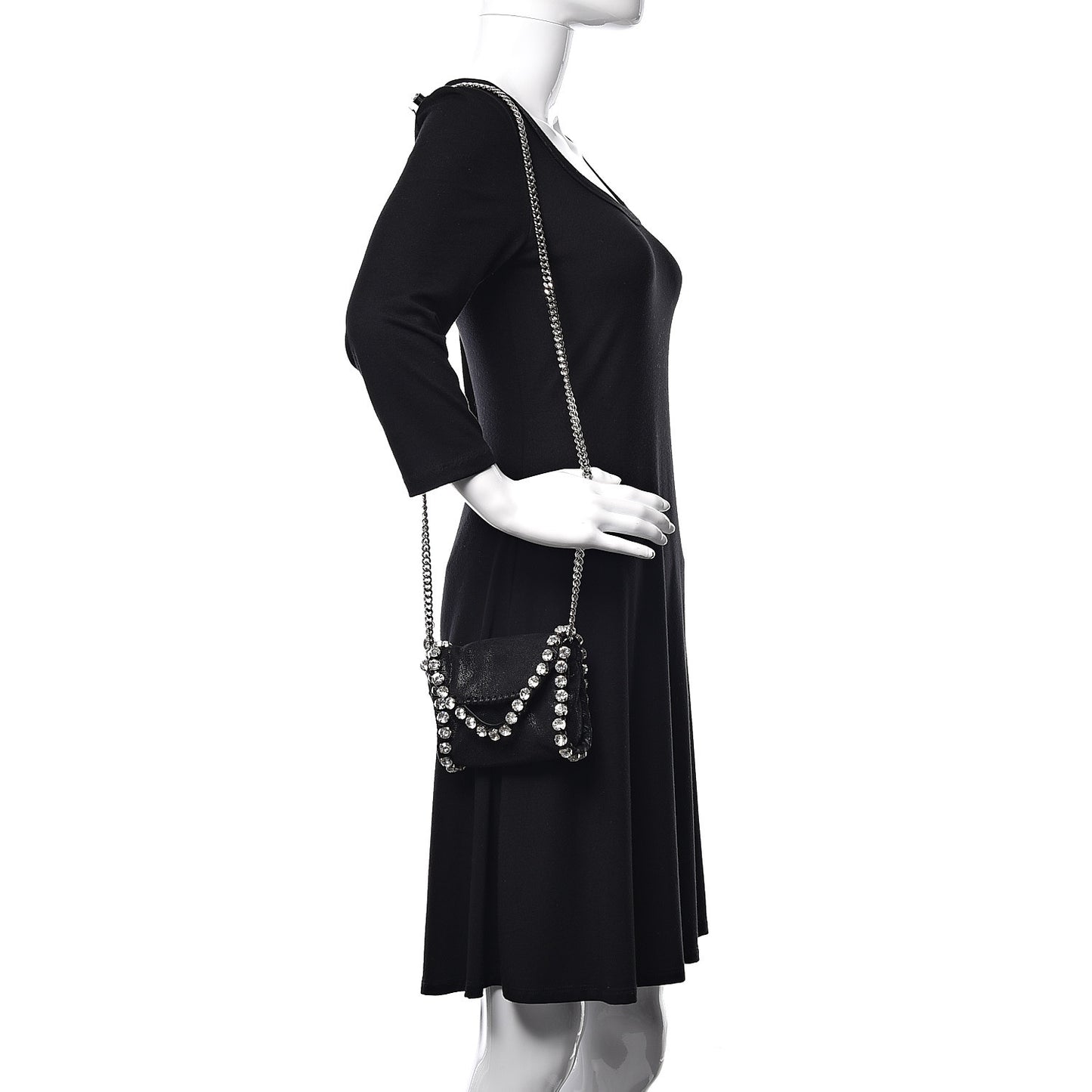 Shaggy Deer Tiny Fold Over Falabella Crystal Crossbody Black