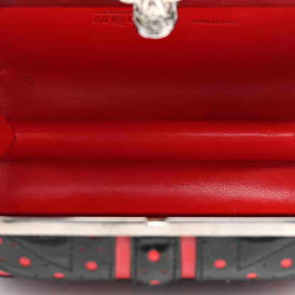 Alexander McQueen Patent Calfskin Britannia Skull Box Clutch Red Black 5 of 6