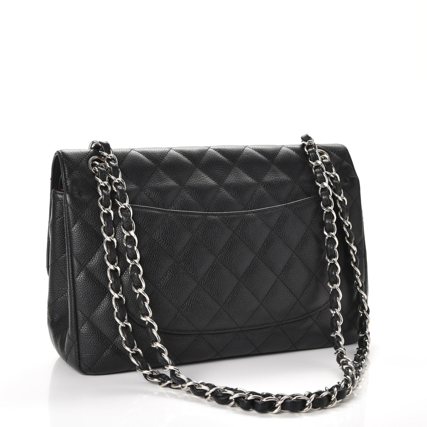 Caviar Quilted Jumbo Double Flap Black
