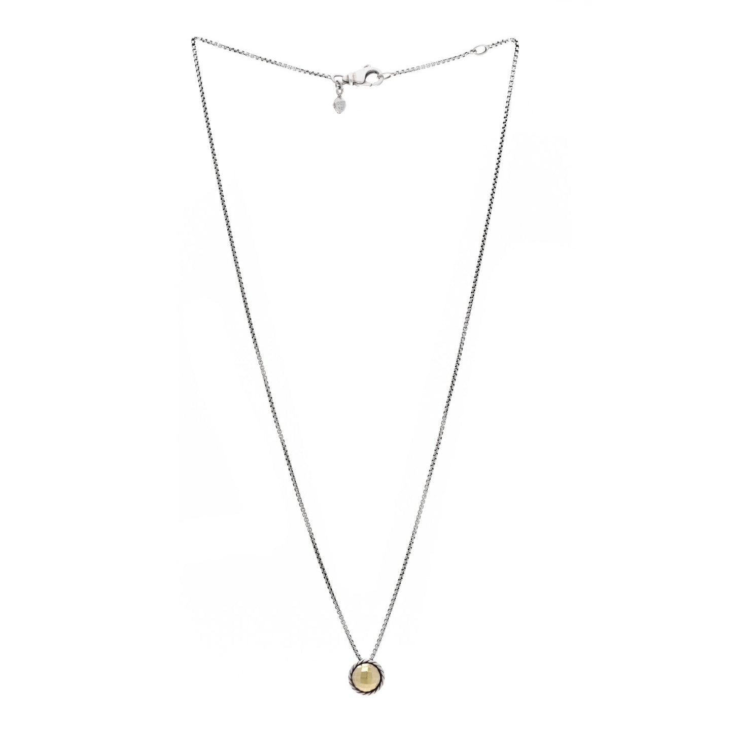 Sterling Silver 18K Yellow Gold 8mm Petite Chatelaine Pendant Necklace