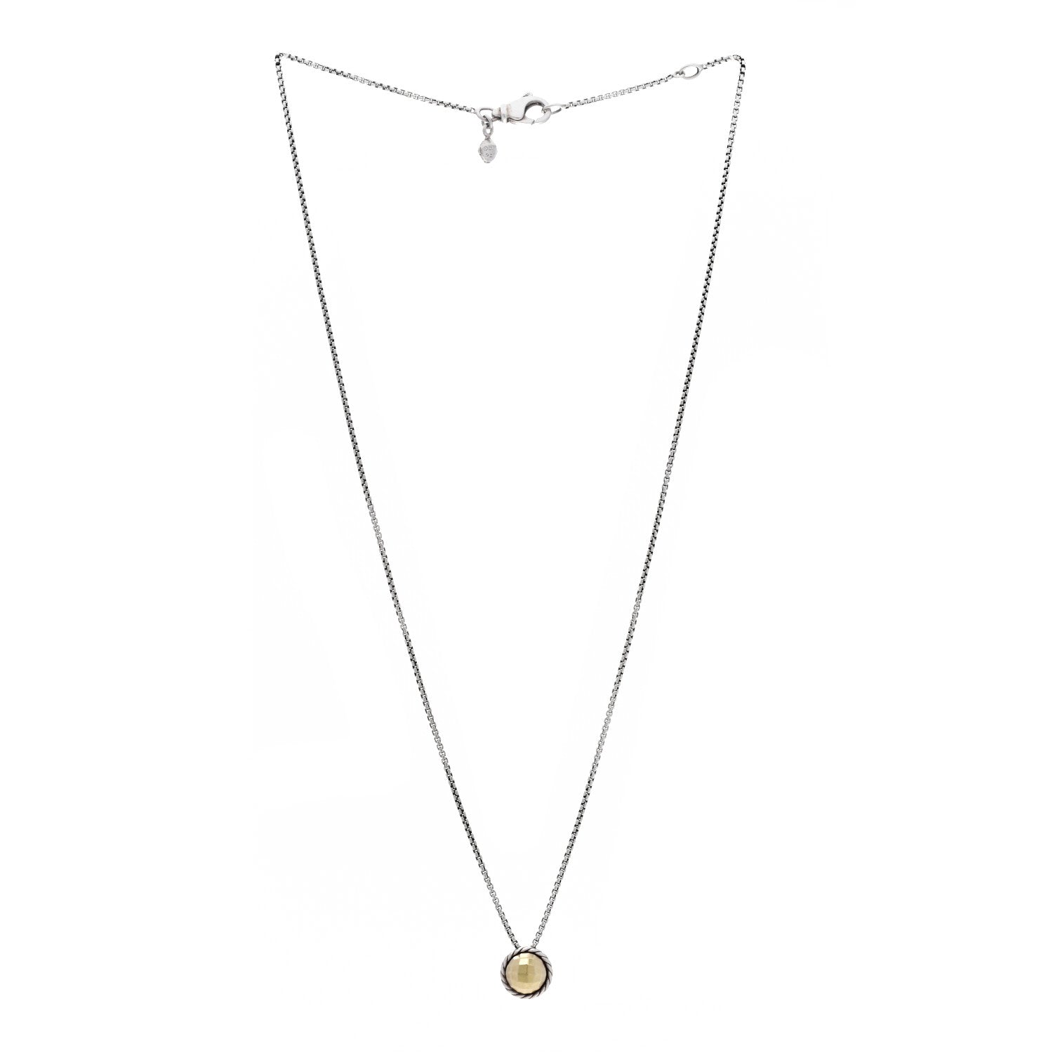 David Yurman Sterling Silver 18K Yellow Gold 8mm Petite Chatelaine Pendant Necklace 3 of 5