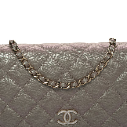 Chanel Iridescent Caviar Quilted Wallet on Chain WOC Beige 16 of 21