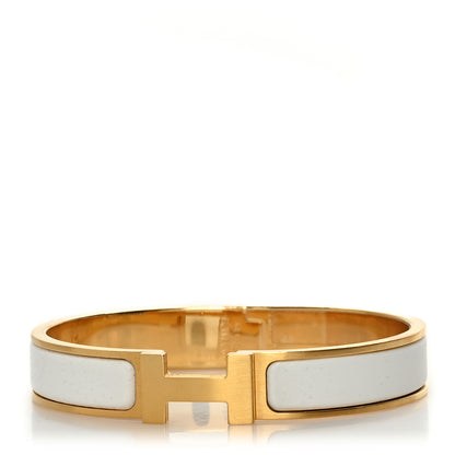 Hermes Matte Enamel Narrow Clic Clac HH Bracelet GM White 1 of 5