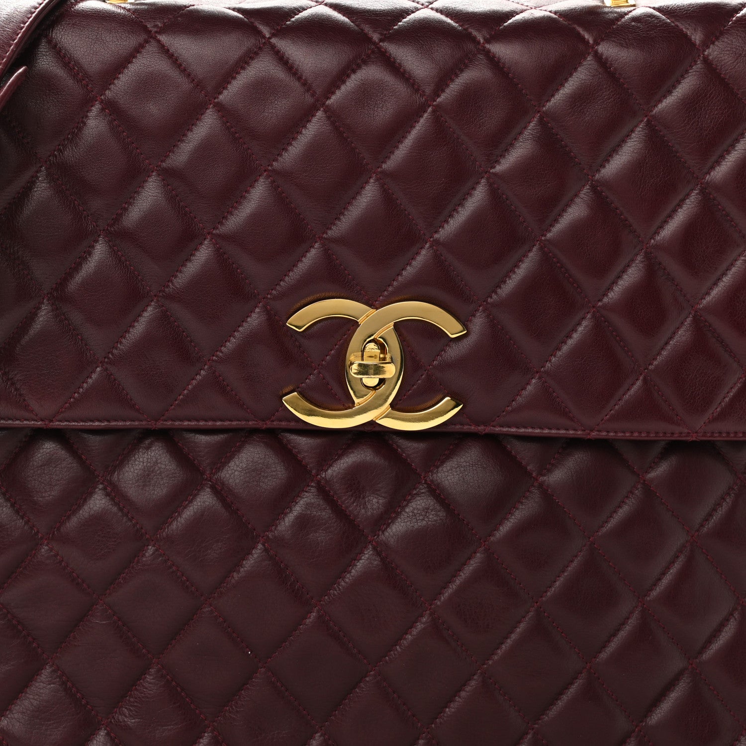 Chanel Lambskin Quilted Briefcase Laptop Bag Burgundy 15 of 15