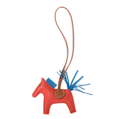 Hermes Milo Lambskin Grigri Rodeo Horse Bag Charm PM Rose Texas Bleu Zanzibar Gold 1 of 4