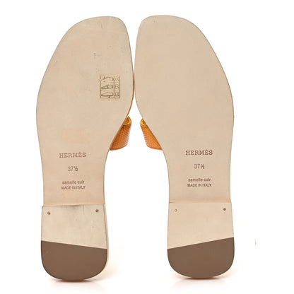 Hermes Lizard Oran Sandals 37.5 Jaune Bouton D'or 5 of 9