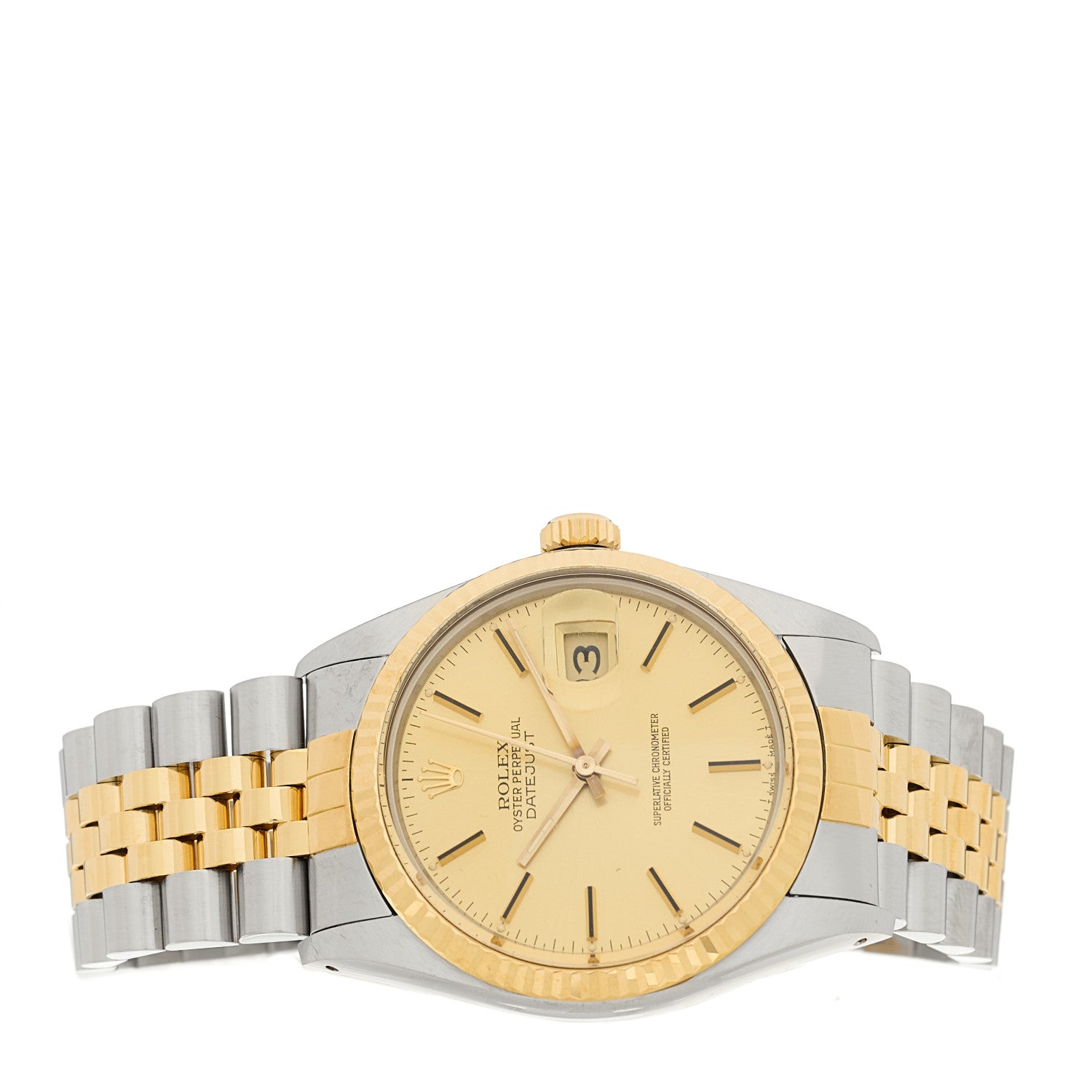 Rolex Stainless Steel 18K Yellow Gold 36mm Oyster Perpetual Datejust Watch Champagne 16013 2 of 4