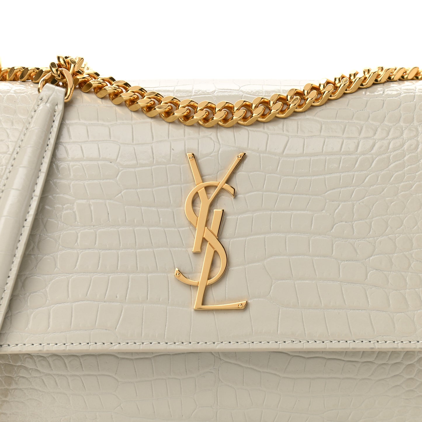 Calfskin Crocodile Embossed Medium Monogram Sunset Blanc Vintage