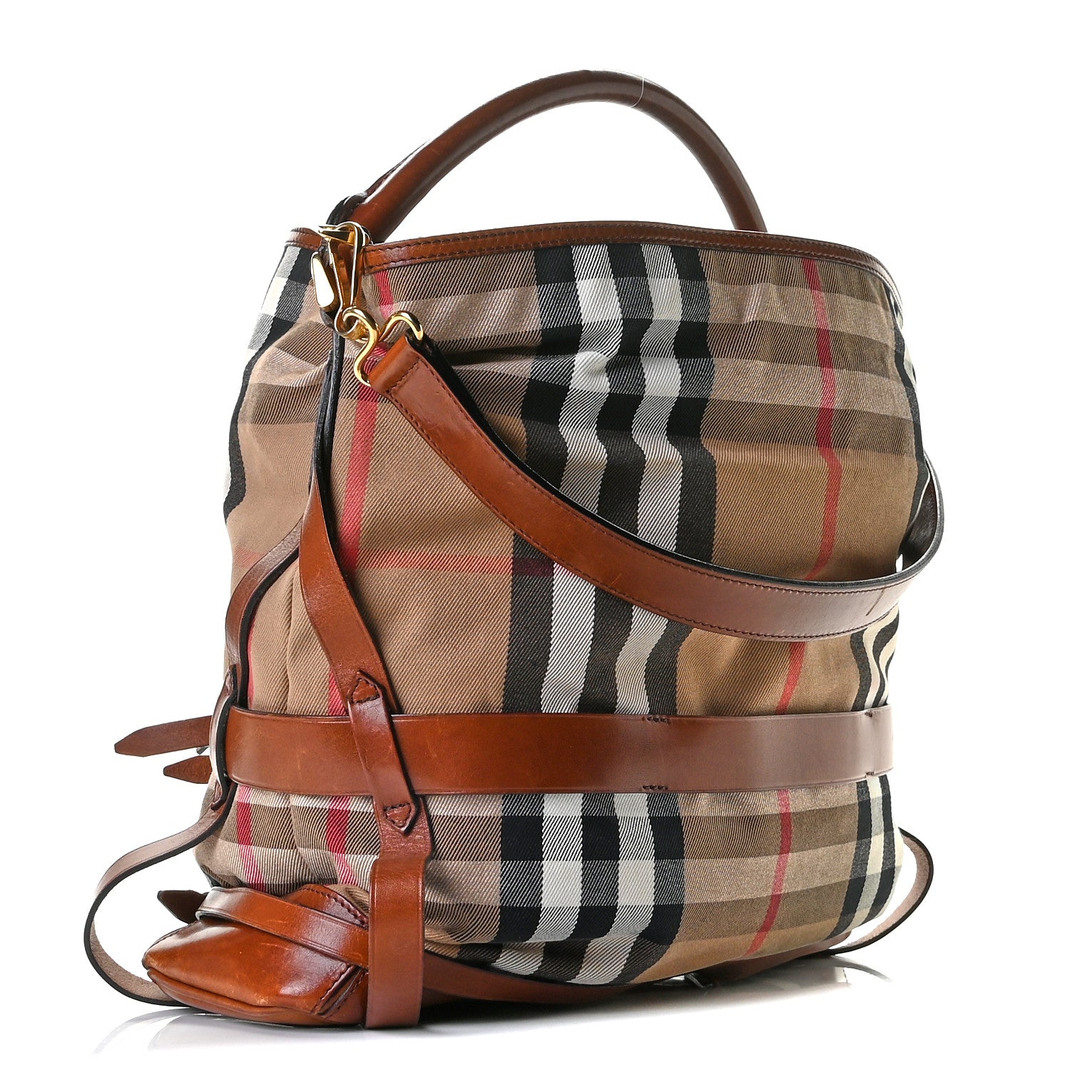 Burberry House Check Bridle Calfskin Medium Gosford Hobo Dark Tan 3 of 15