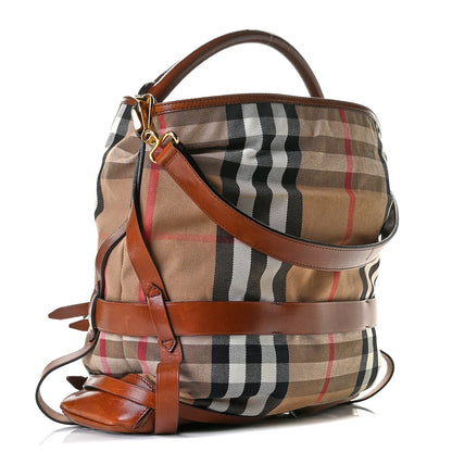 Burberry House Check Bridle Calfskin Medium Gosford Hobo Dark Tan 3 of 15