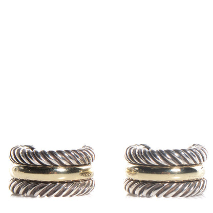 David Yurman Sterling Silver 14K Yellow Gold 16mm Cable Classics Hoop Earrings 1 of 7