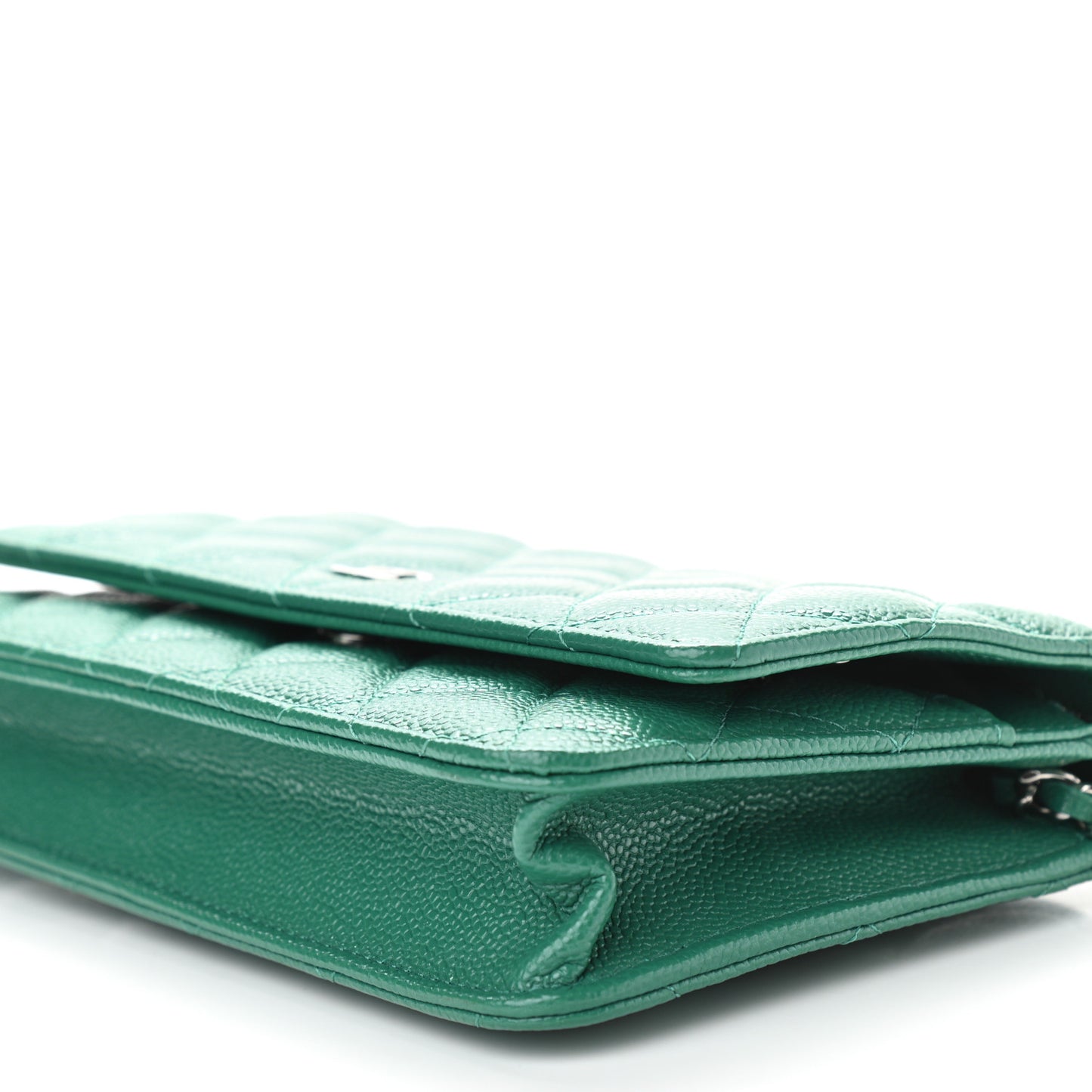 Caviar Quilted Wallet On Chain WOC Green