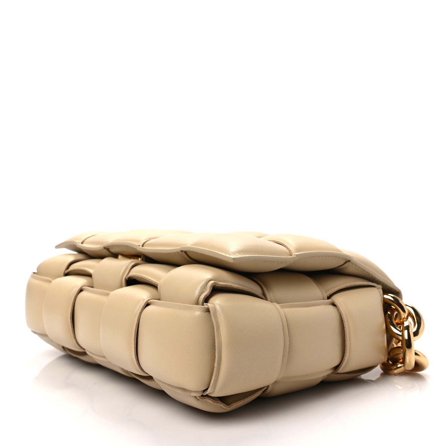 Bottega Veneta Lambskin Maxi Intreccio Padded Chain Cassette Crossbody Bag Porridge 7 of 7