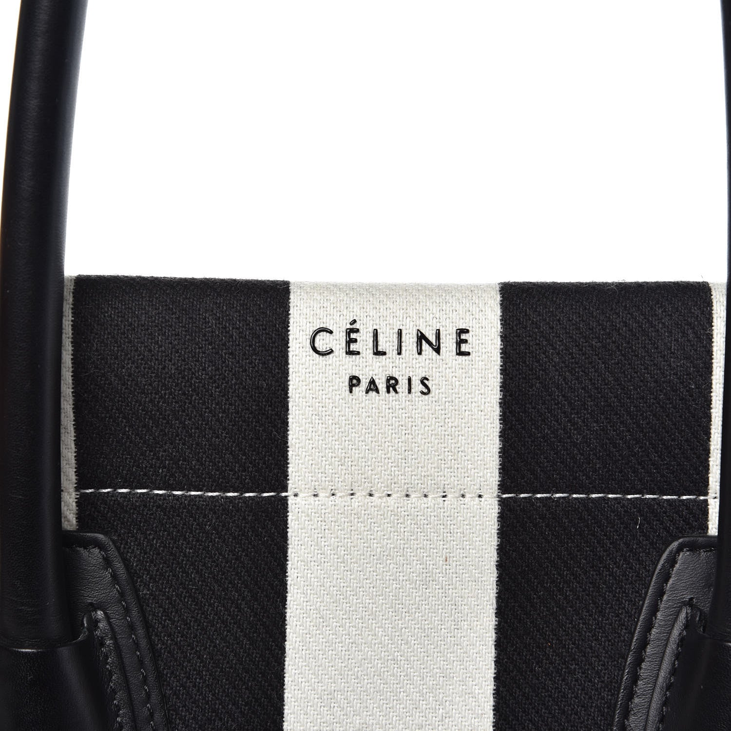 Celine Cotton Canvas Striped Medium Phantom Luggage White Black 7 of 19