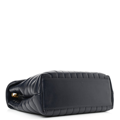 Saint Laurent Calfskin Y Quilted Monogram Medium Loulou Chain Satchel Deep Marine 4 of 11