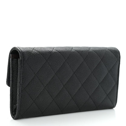 Chanel Caviar Quilted Large Gusset Flap Wallet Black 3 of 12
