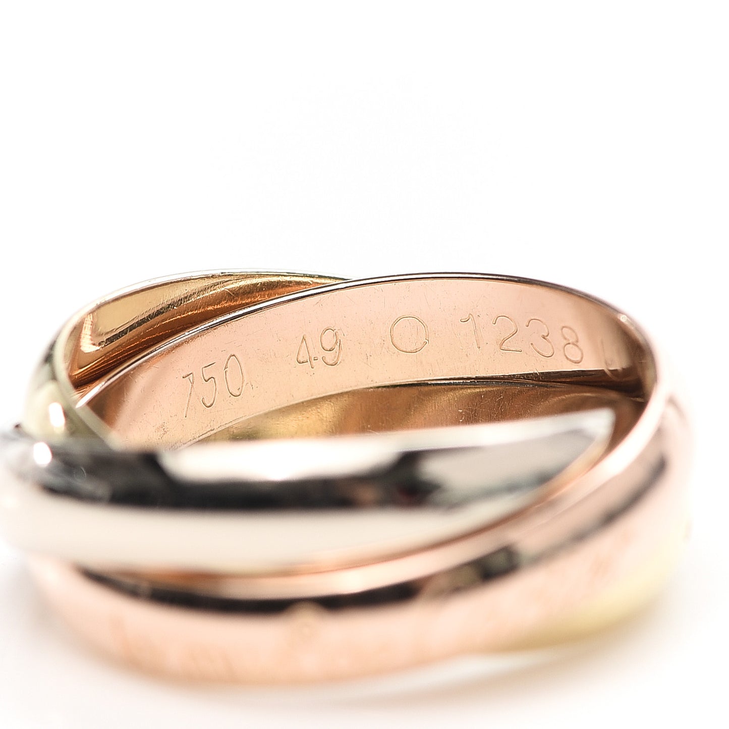 18K Pink Yellow White Gold Classic Les Must De Cartier Trinity Ring 49 4.75