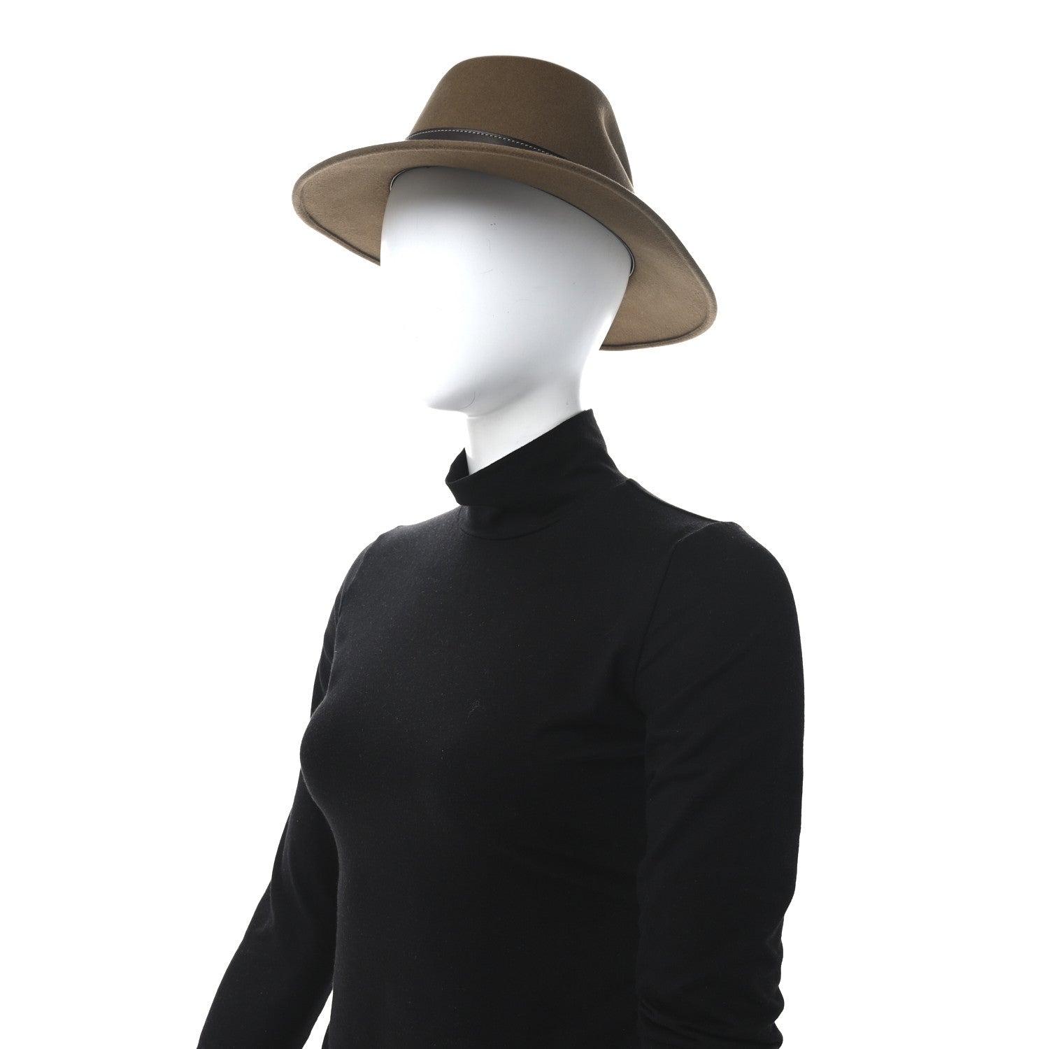 Hermes Felt Calfskin Fedora Hat 57 Brown 2 of 9