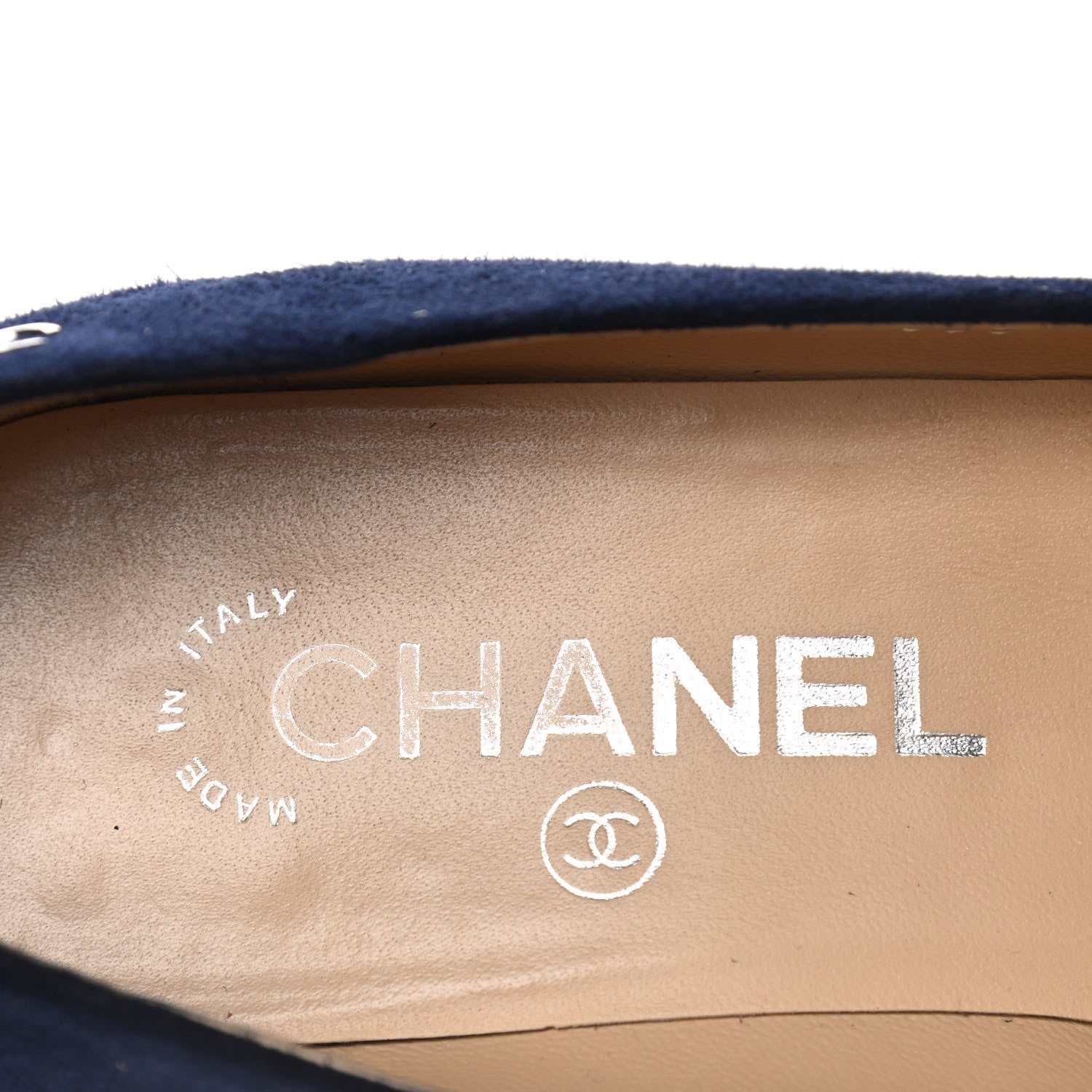 Chanel Suede Cap Toe CC Pumps 35 Navy 6 of 6