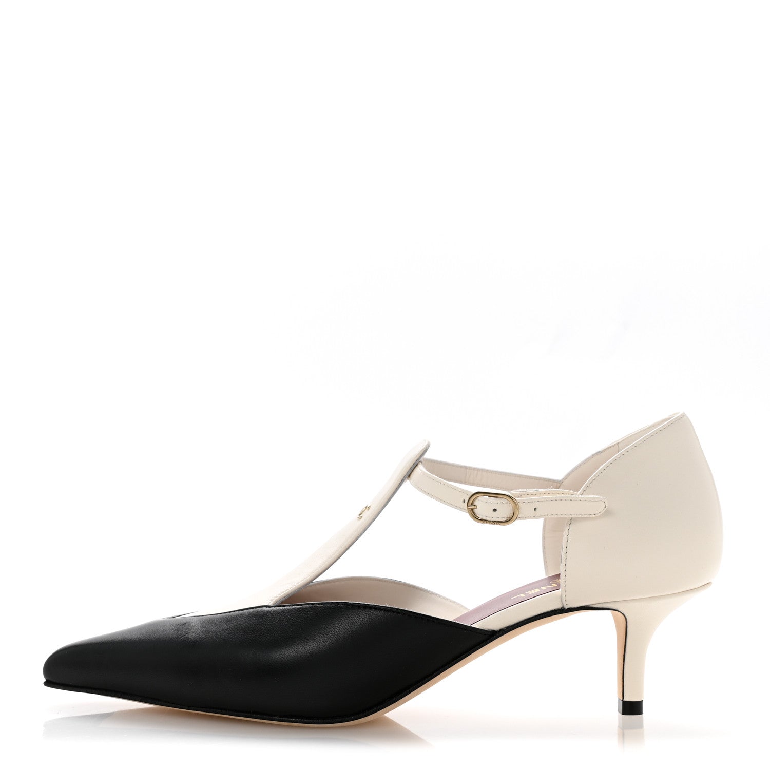 Chanel Lambskin CC Slingback Pumps 39 White Black 1 of 10