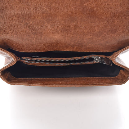 Saint Laurent Calfskin Matelasse Chevron Monogram Medium College Bag Cognac 5 of 20