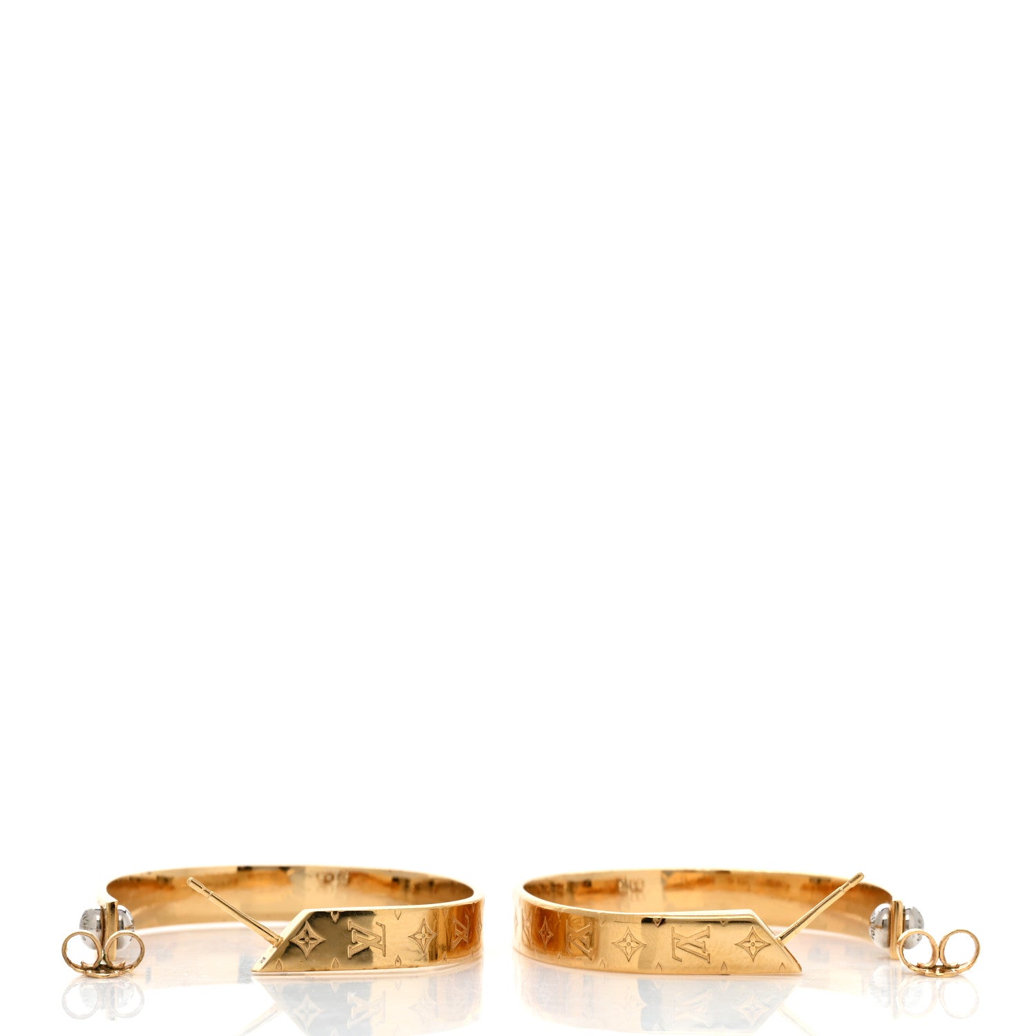 Louis Vuitton Metal Nanogram Hoop Earrings Gold 3 of 5