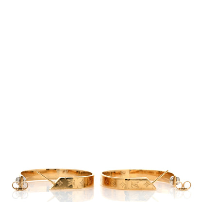 Louis Vuitton Metal Nanogram Hoop Earrings Gold 3 of 5