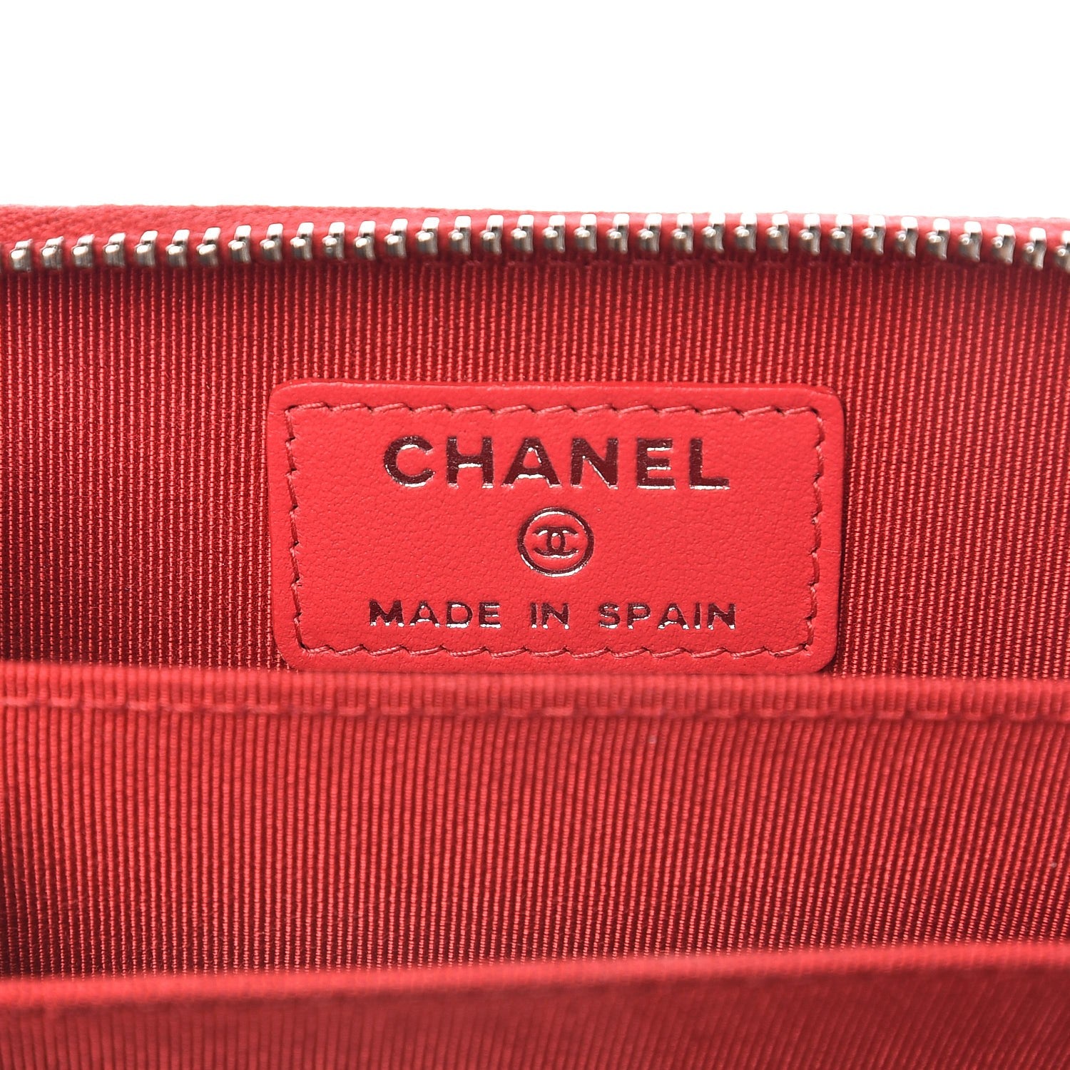 Chanel Caviar Chevron Quilted Zip Coin Purse Dark Pink 7 of 14