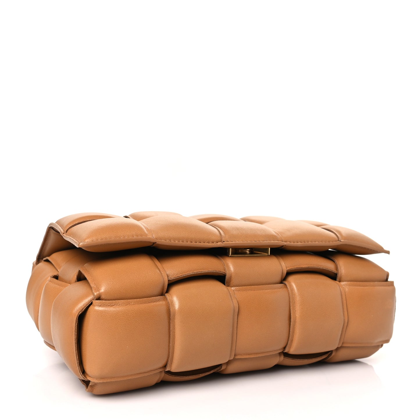 Nappa Maxi Intreccio Padded Cassette Crossbody Bag Caramel