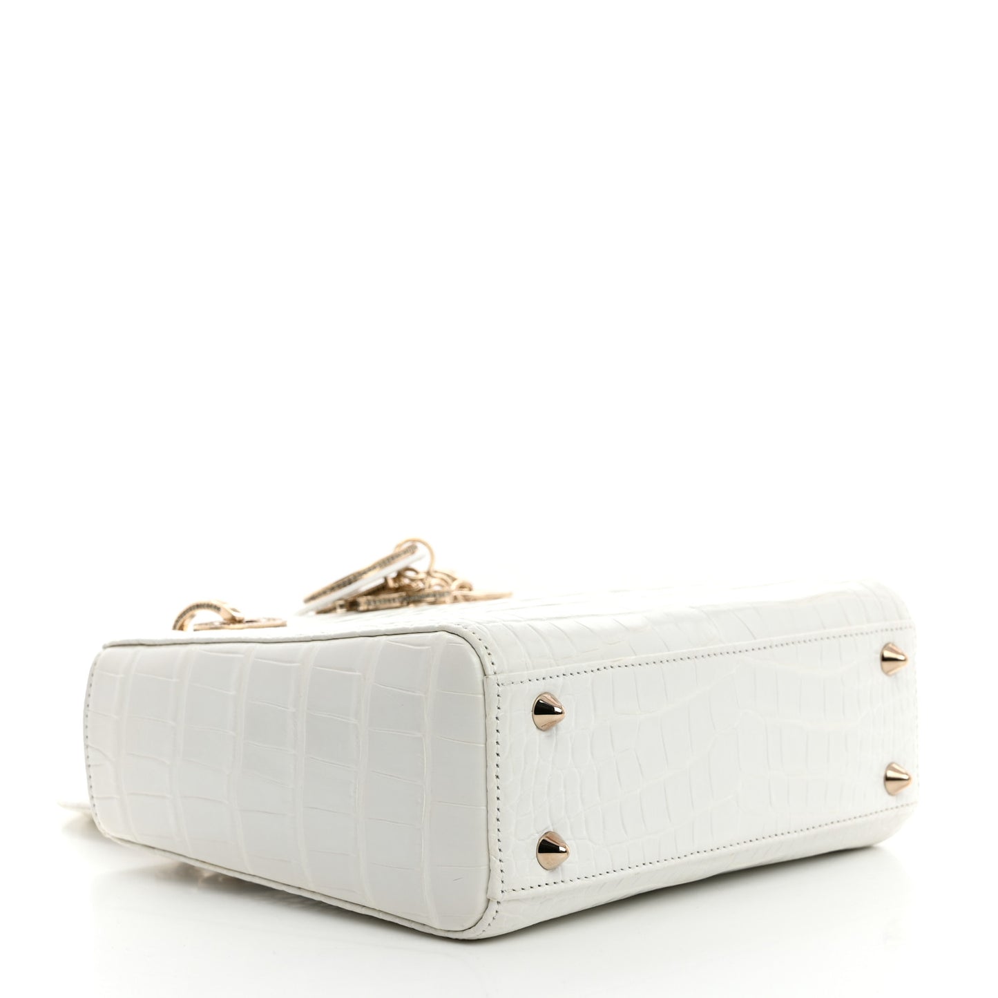 Alligator Swarovski Crystal Small Lady Dior White