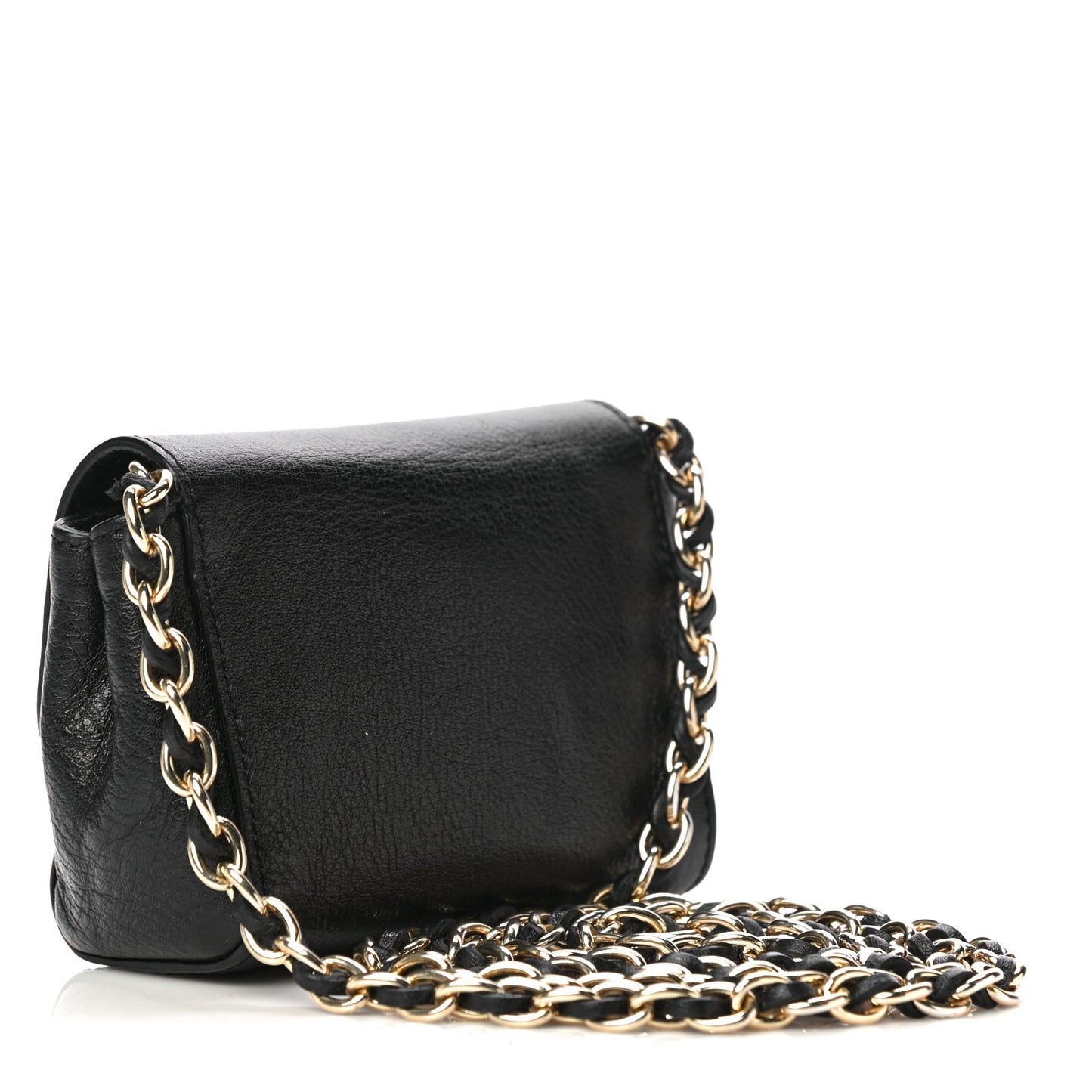 Glossy Goatskin Mini Lily Flap Black