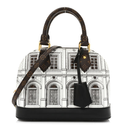 Louis Vuitton X FORNASETTI Calfskin Architettura Alma BB Black White 1 of 8
