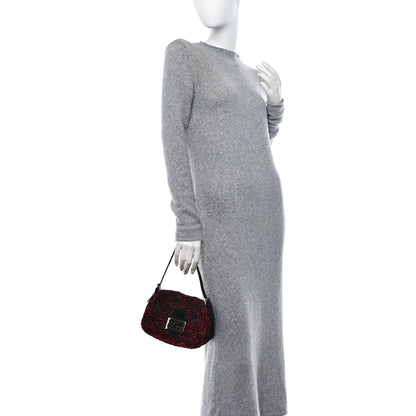 Fendi Embroidered Lizard Beaded Mini Mama Baguette Black Red 2 of 13