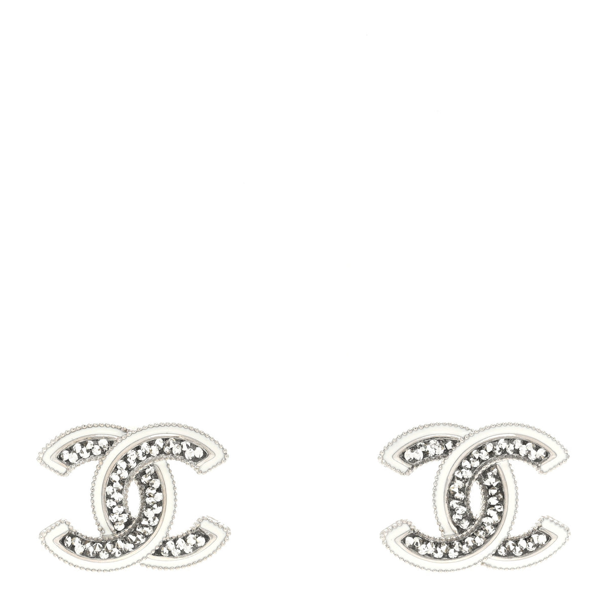 Crystal Resin CC Earrings Silver