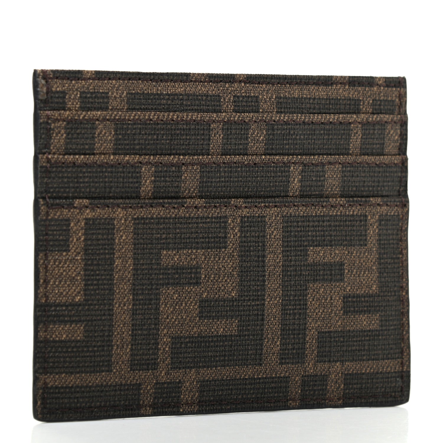 Fendi Glazed Fabric FF 1974 Roma Amor Card Holder Tobacco Limone 3 of 7