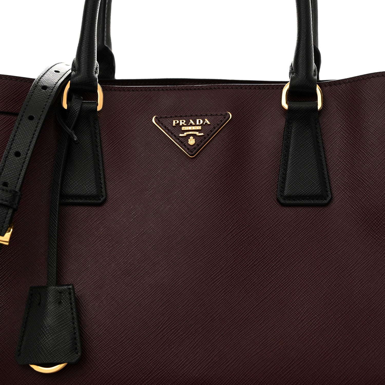 Prada Saffiano Lux Bi-Color Medium Tote Red Black 1841694