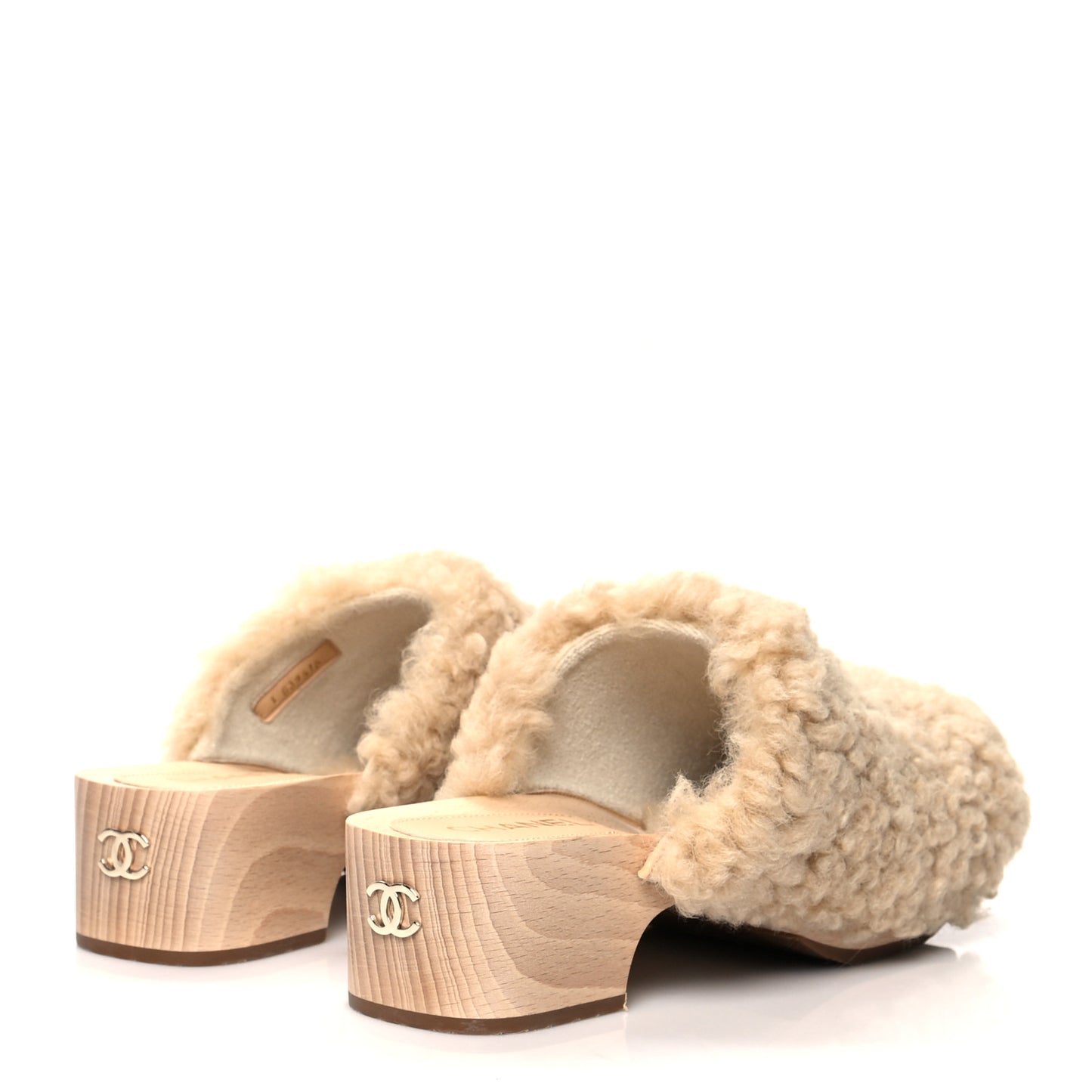 Shearling Lambskin Clogs 41 Beige