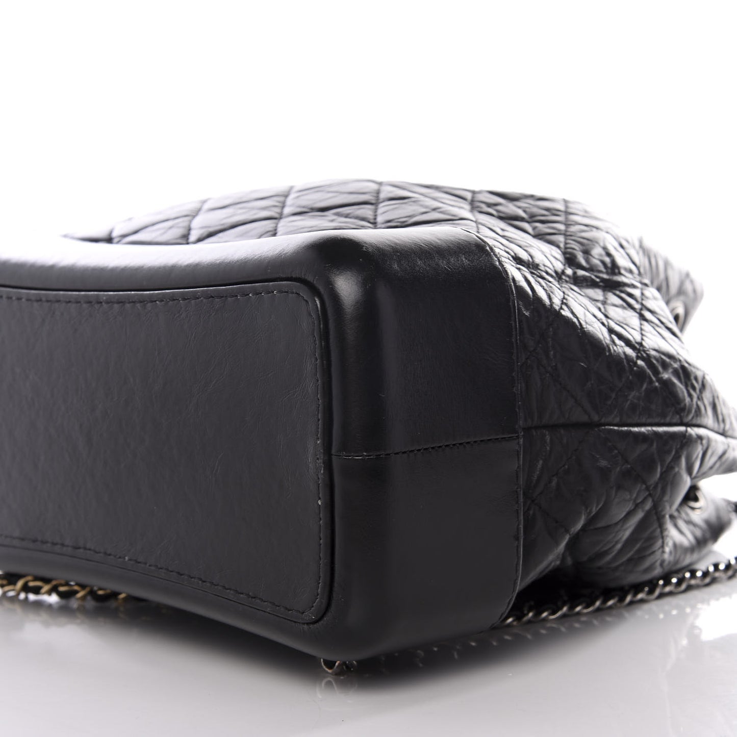 Aged Calfskin Quilted Gabrielle Backpack Black