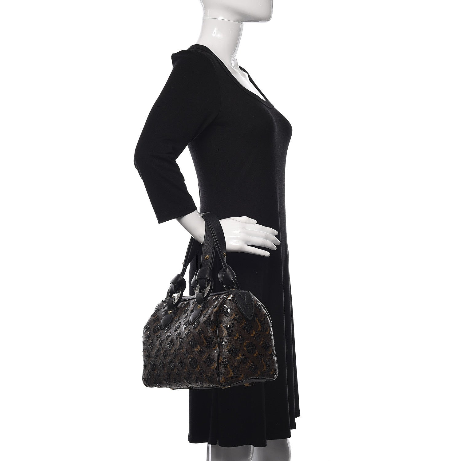 Louis Vuitton Monogram Sequins Eclipse Speedy 28 Black 2 of 9