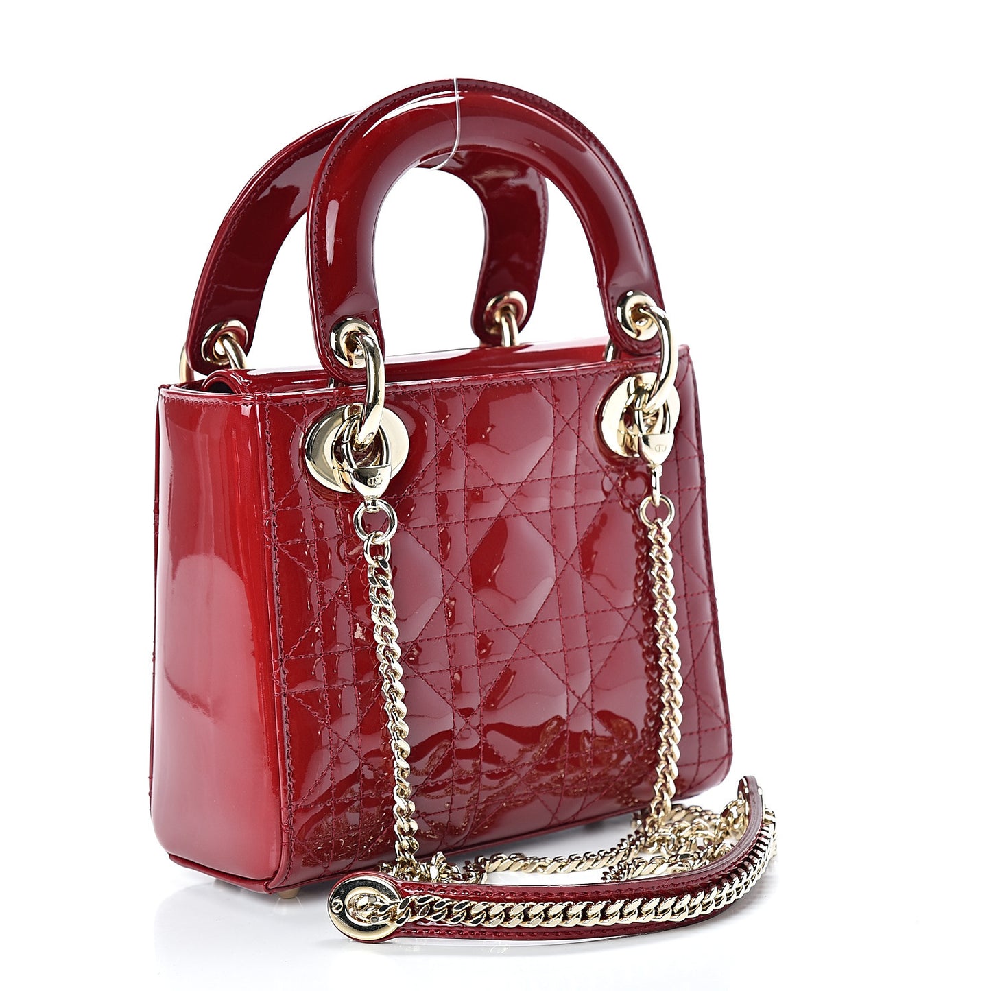 Patent Cannage Mini Lady Dior Red