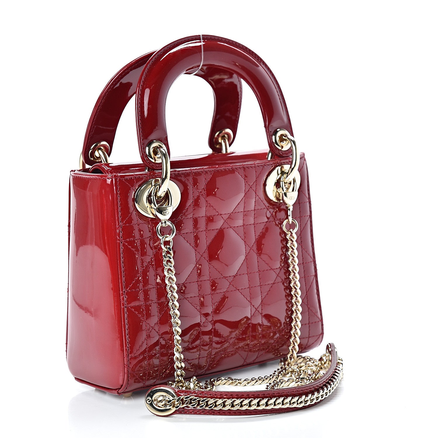 Christian Dior Patent Cannage Mini Lady Dior Red 2 of 10